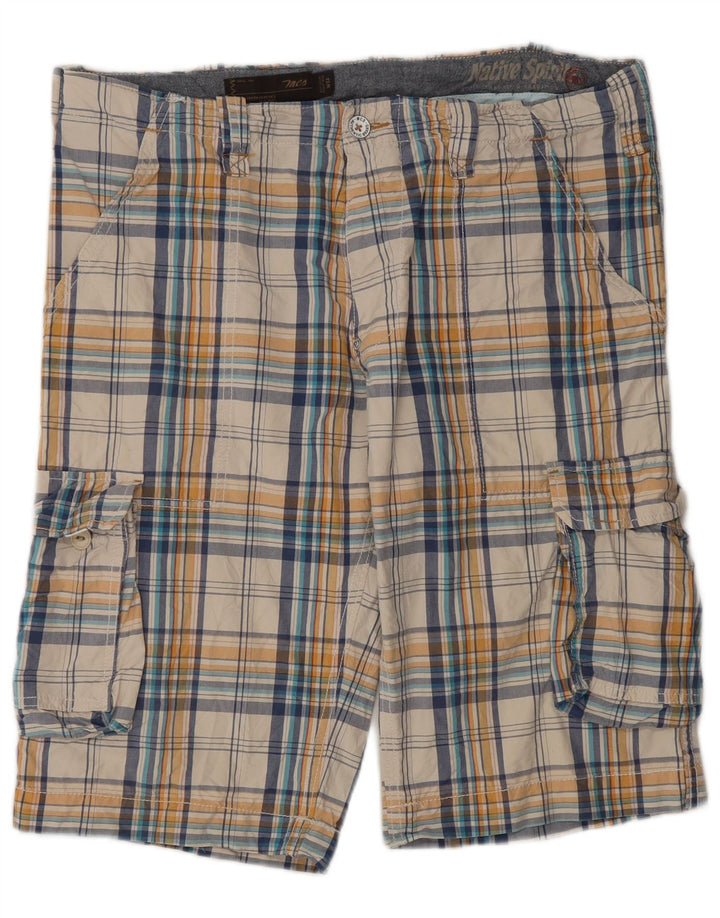 Shorts cargo masculino Marlboro Classics W34 grande algodão xadrez multicolorido