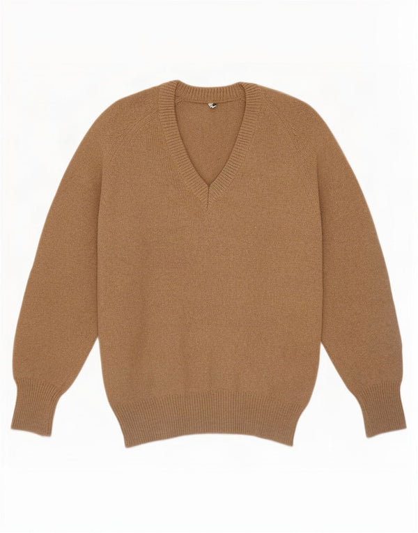 Suéter masculino vintage com decote em V IT 52 grande marrom