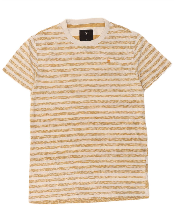 Camiseta masculina G-Star Top grande algodão listrado bege