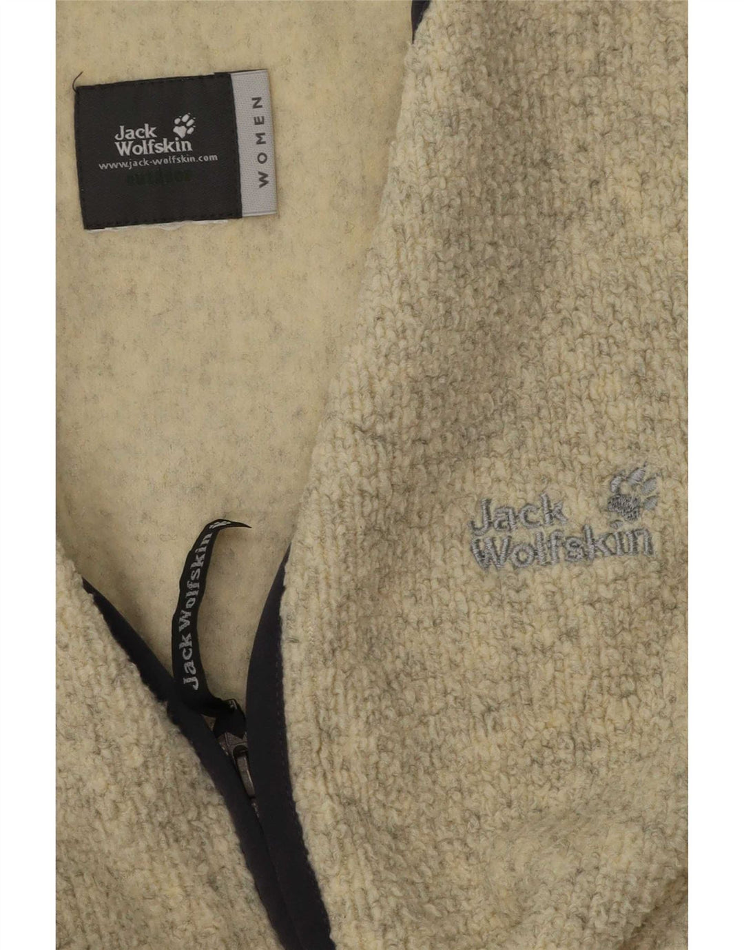 Jaqueta de lã feminina Jack Wolfskin UK 14 médio bege