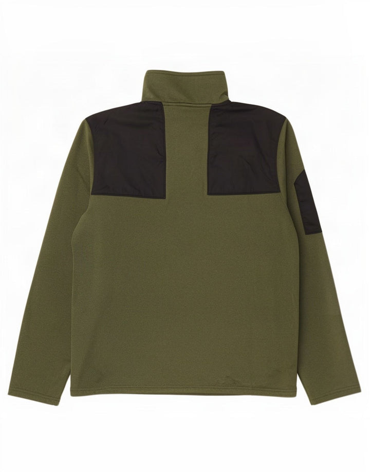 Moletom masculino The North Face com zíper e gola pequena em bloco colorido cáqui