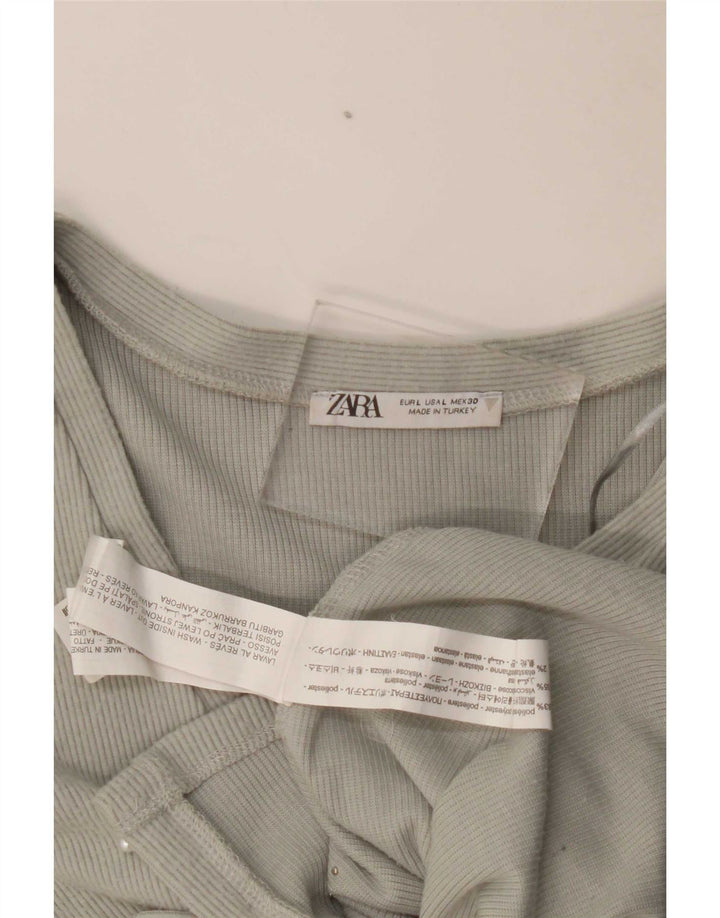 Zara Womens Crop Cardigan Top UK 14 Grande Cinza Poliéster