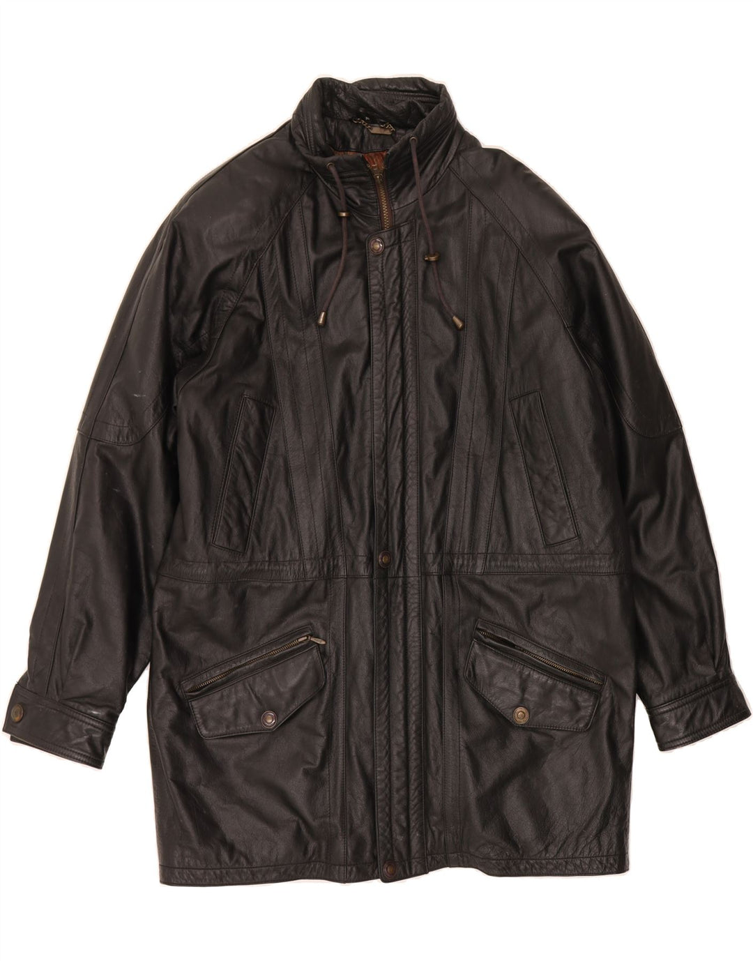 DANIER Mens Leather Coat UK 38 Medium Black Leather Vintage Danier and Second-Hand Danier from Messina Hembry 