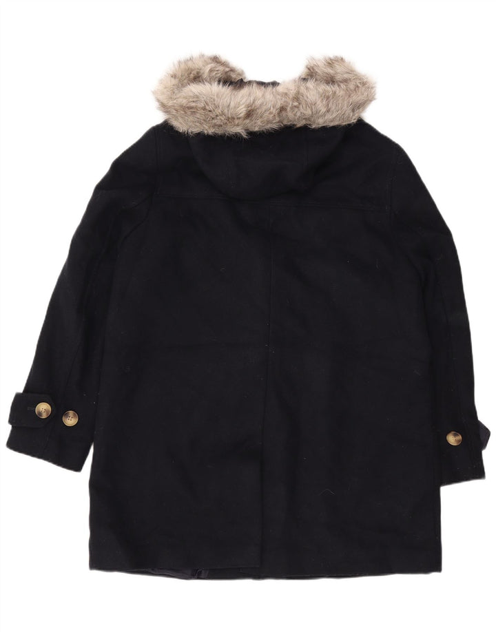 Casaco Duffle feminino com capuz Marks & Spencer Reino Unido 16 grande poliéster azul marinho
