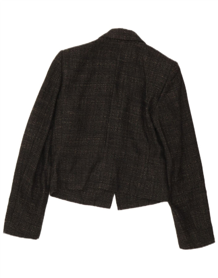 Jaqueta blazer feminina Kenzo com 3 botões EU 38 lã manchada marrom médio