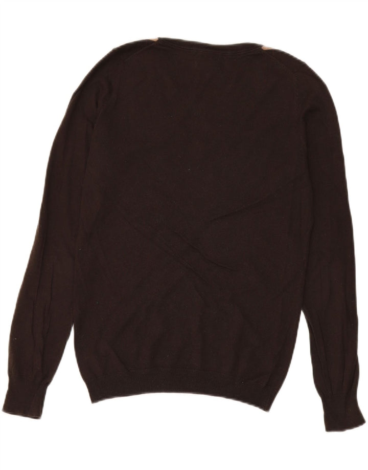 Suéter feminino Massimo Dutti com decote em V Reino Unido 14 médio marrom