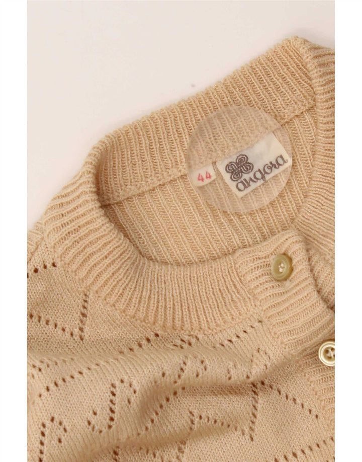 Suéter cardigã feminino vintage IT 44 angorá bege médio