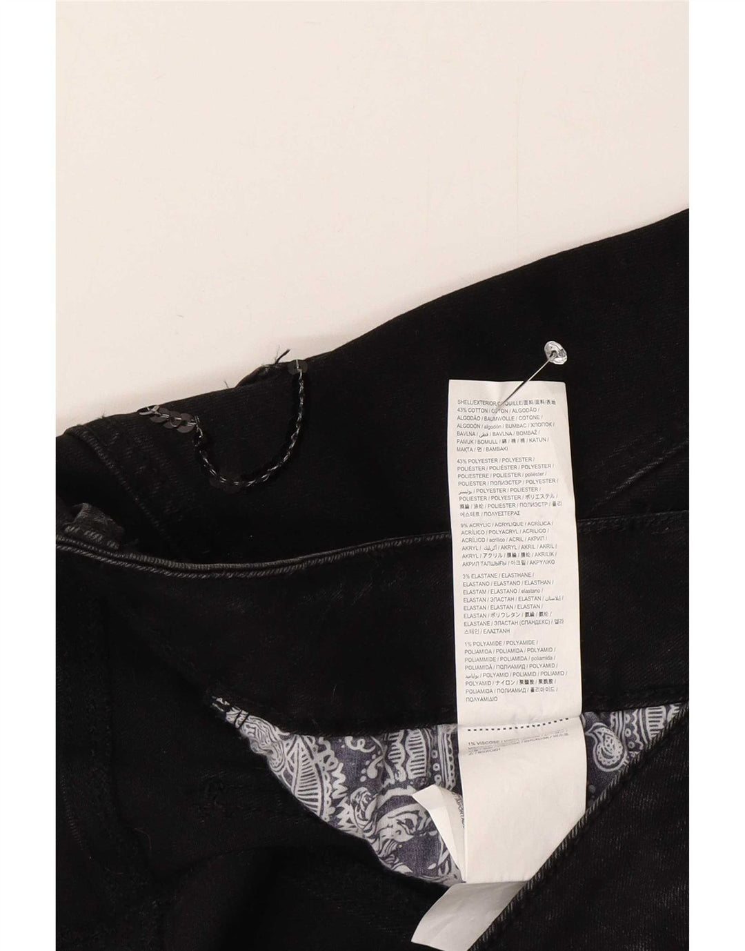 Saia jeans assimétrica feminina Desigual EU 40 médio W30 espinha de peixe cinza