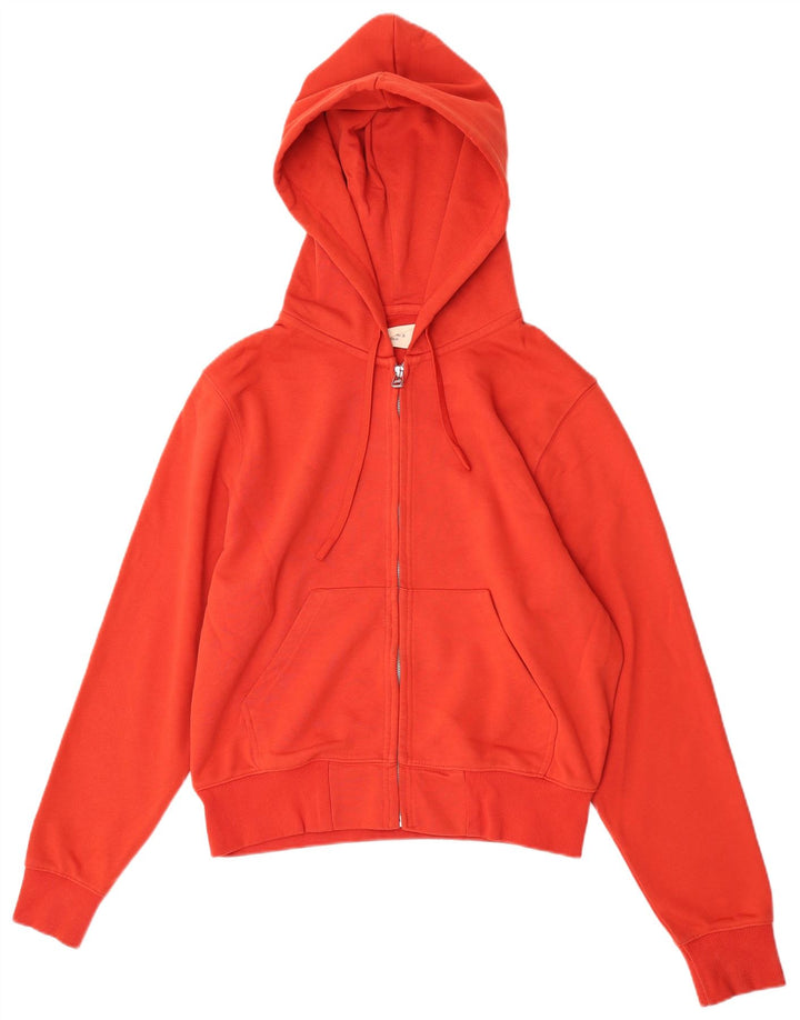 Zara Suéter masculino com capuz e zíper pequeno algodão vermelho