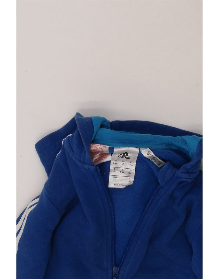 ADIDAS Boys Zip Hoodie Sweater 3-4 Years Blue Cotton Vintage Adidas and Second-Hand Adidas from Messina Hembry 
