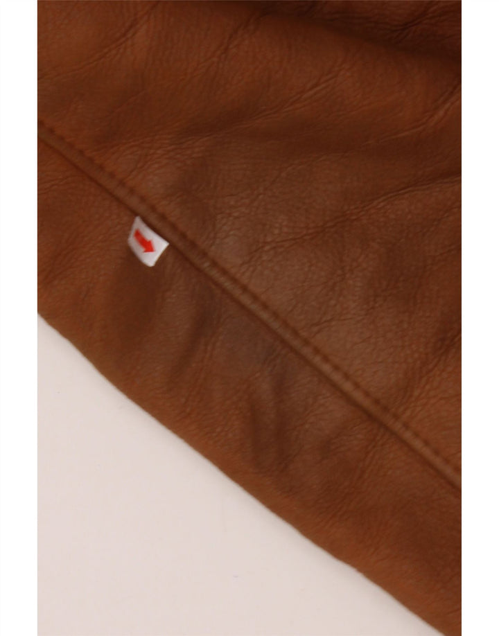 Jaqueta masculina MABRUN Shearling Reino Unido 36 couro marrom pequeno