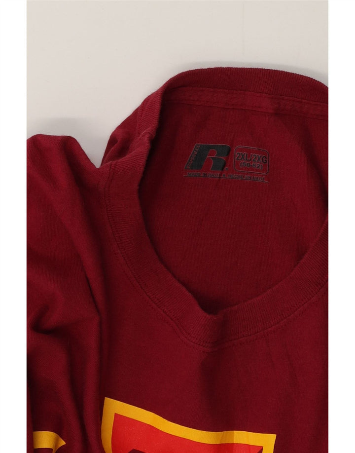 Camiseta gráfica masculina Russell Athletic Top 2XL algodão vermelho