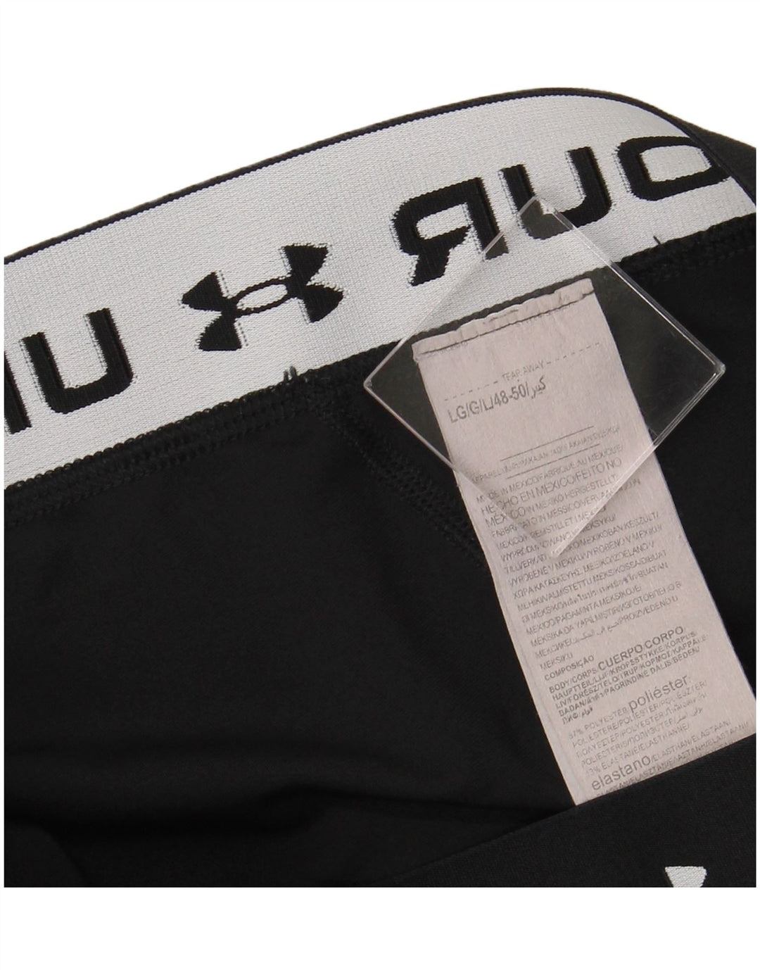 Leggings gráficas femininas UNDER ARMOUR UK 14 grande poliéster preto