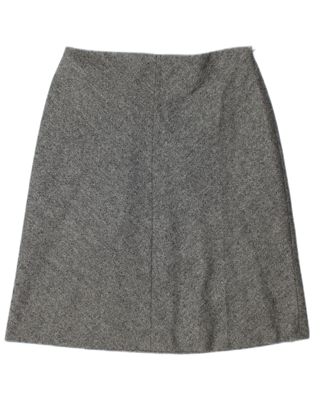 Saia feminina Marks & Spencer em linha A Reino Unido 12 médio W30 cinza manchado de lã nova