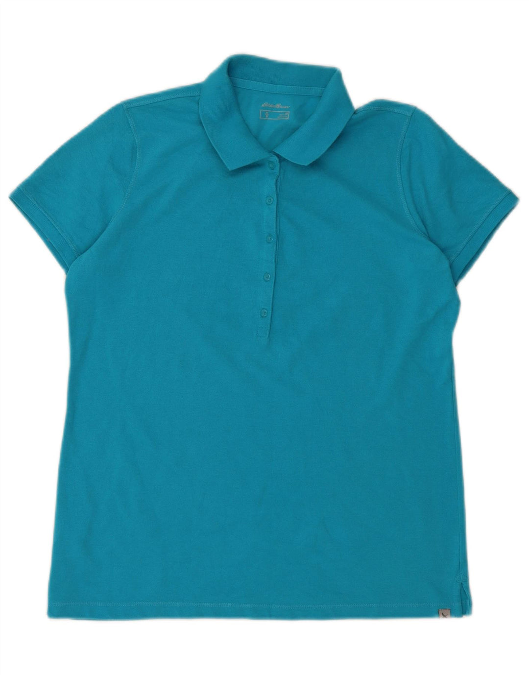 Camisa polo feminina EDDIE BAUER Reino Unido 14 algodão azul médio