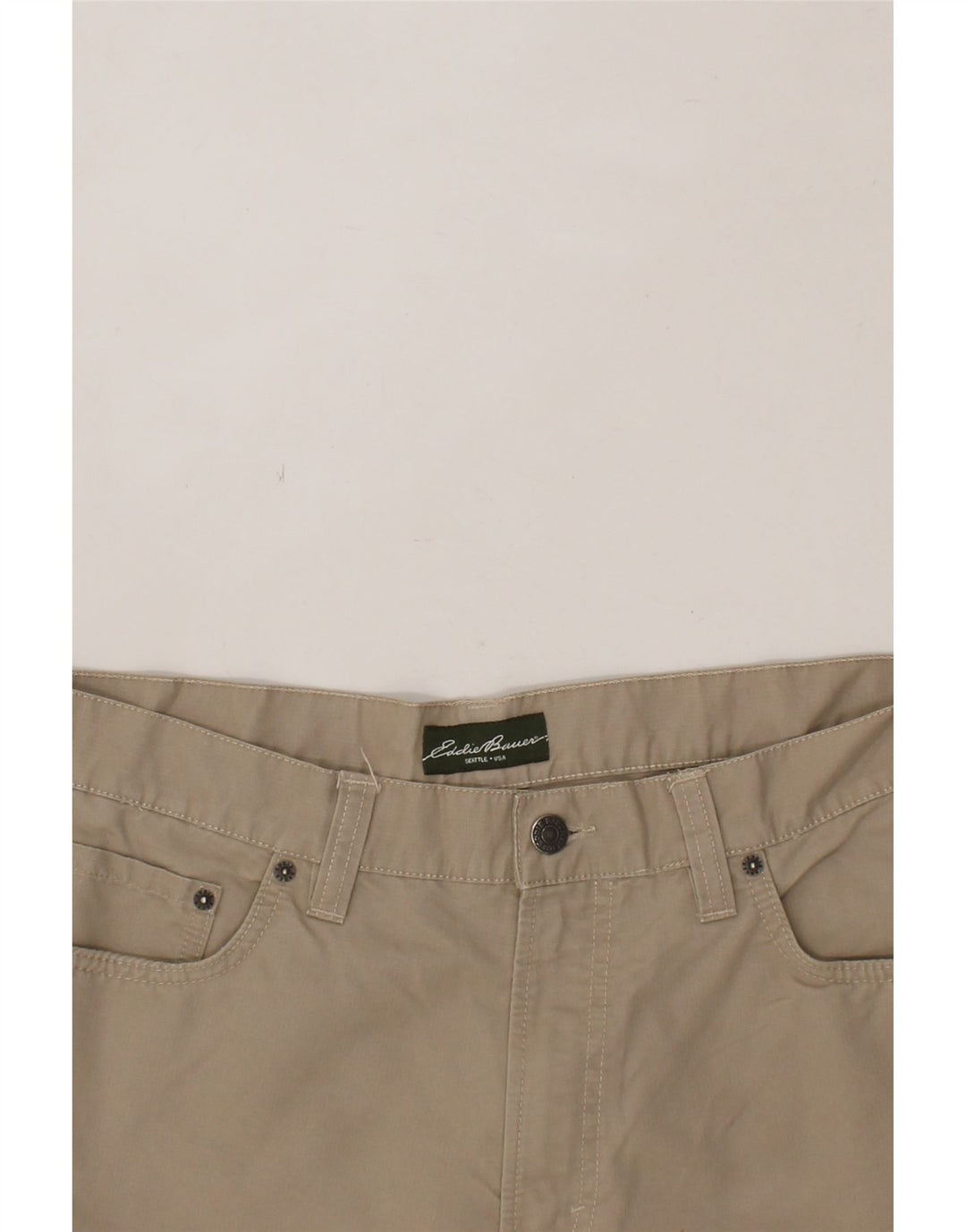 EDDIE BAUER Mens Straight Casual Trousers W35 L29 Beige Cotton Vintage Eddie Bauer and Second-Hand Eddie Bauer from Messina Hembry 