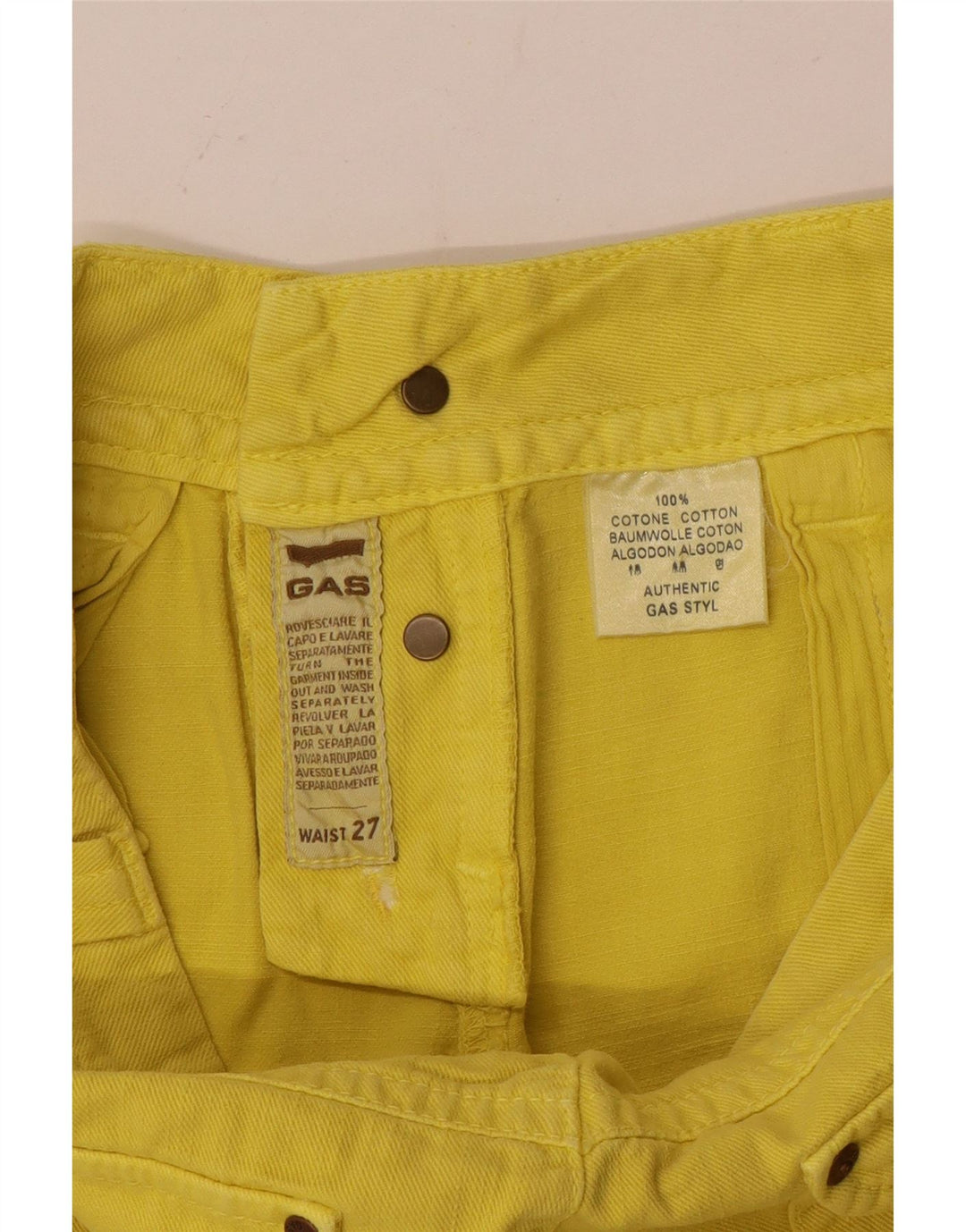 Gas Womens Capri Jeans W27 L20 Algodão Amarelo