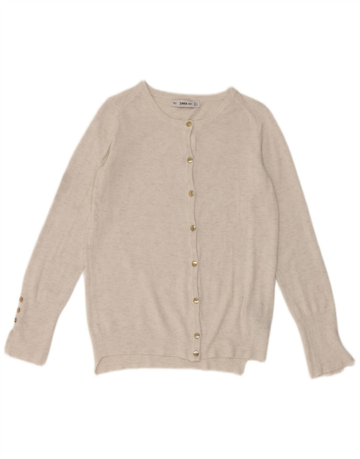 Suéter cardigã feminino Zara Reino Unido 12 viscose manchada cinza médio