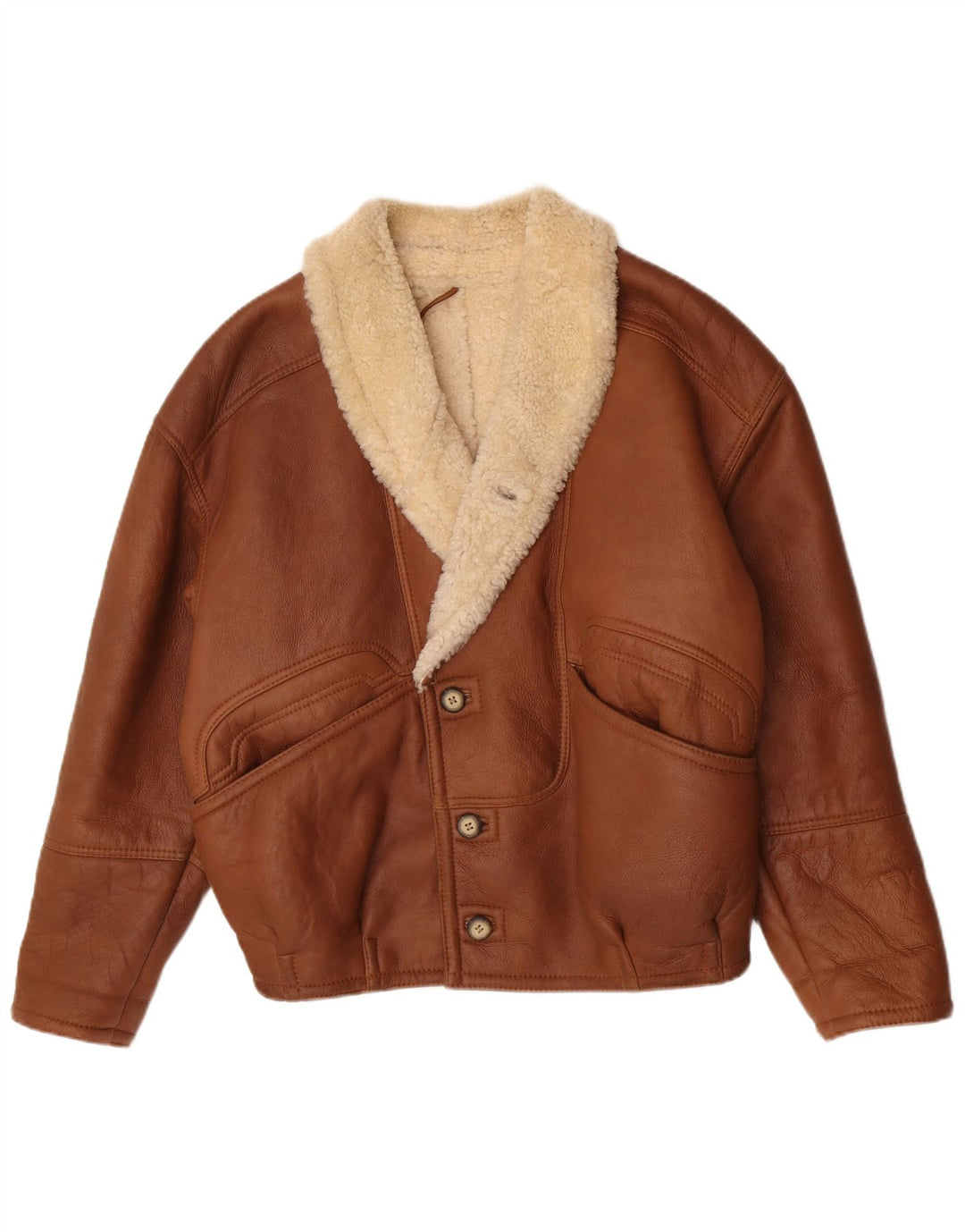 Jaqueta masculina vintage Shearling IT 48 marrom médio