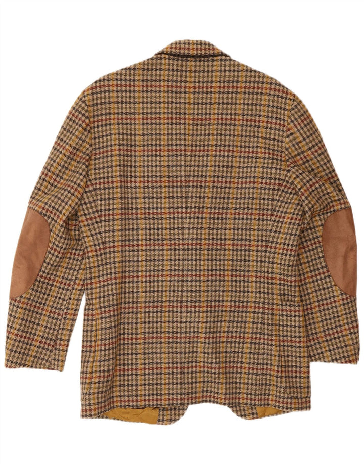 Jaqueta blazer masculina de 2 botões Henry Cottons IT 48 marrom médio houndstooth