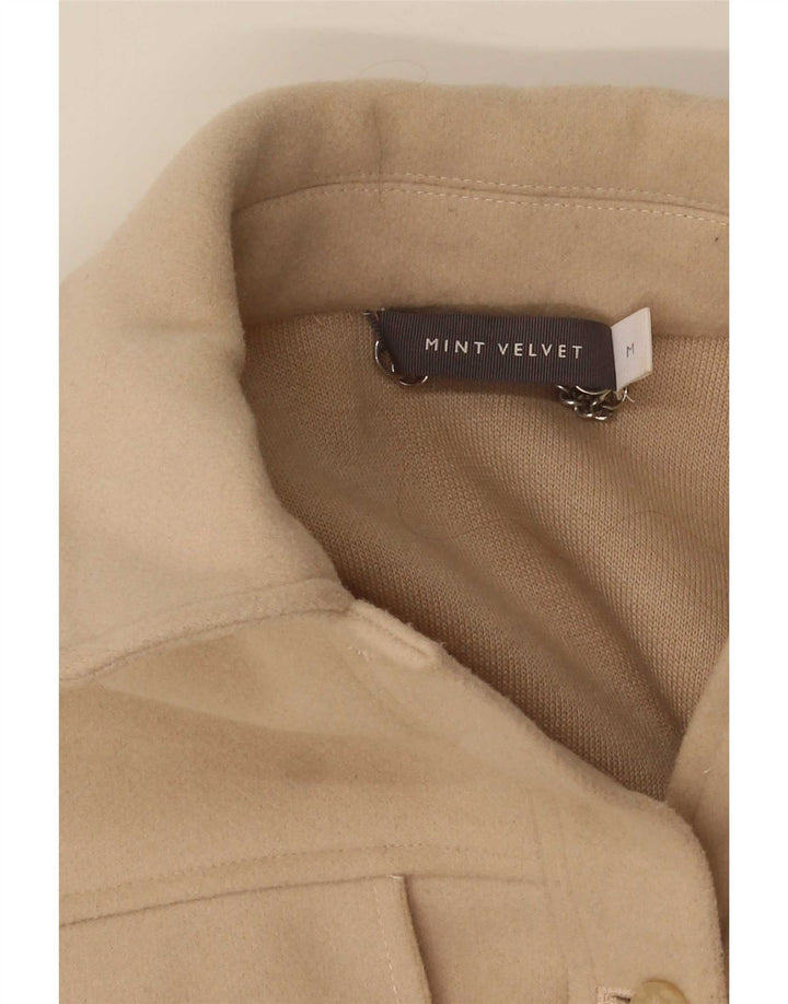 Jaqueta bomber feminina MINT VELVET de grandes dimensões Reino Unido 14 acrílico bege médio