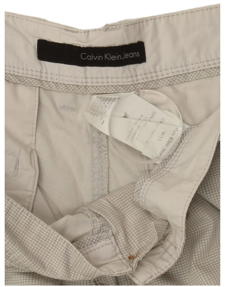 Shorts cargo masculino CALVIN KLEIN W33 algodão xadrez cinza médio