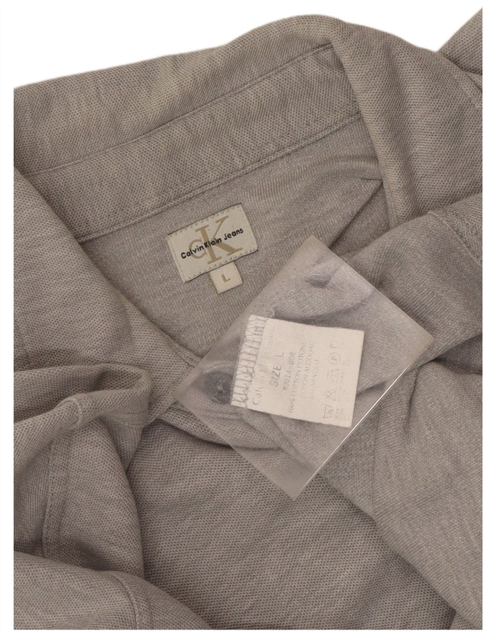 Camisa masculina Calvin Klein Jeans grande algodão manchado cinza