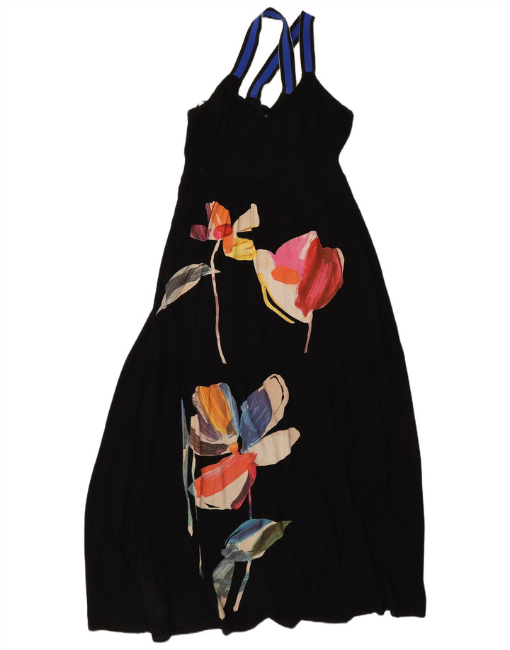 DESIGUAL Vestido maxi feminino com padrão abstrato UE 40 médio preto boêmio