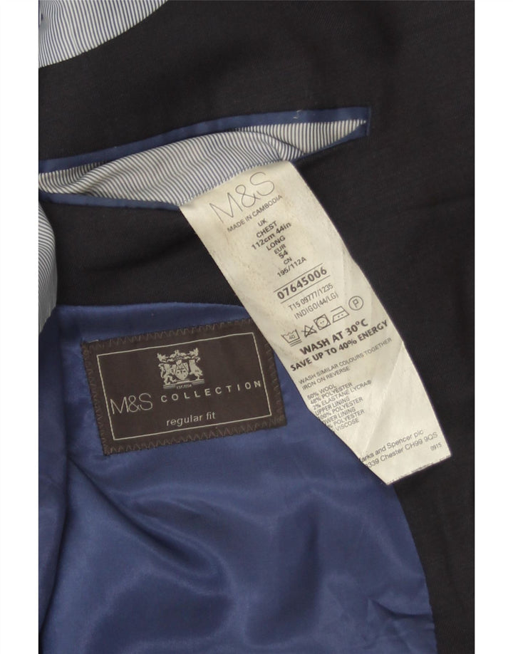 Jaqueta blazer masculina de ajuste regular de 2 botões Marks & Spencer EU 54 XL azul marinho