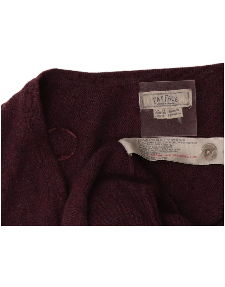 Suéter Cardigan Feminino Fat Face Reino Unido 12 Lã Borgonha Média