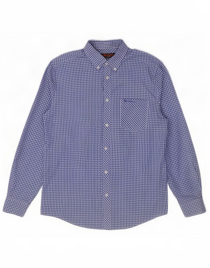 Camisa masculina Ben Sherman de algodão guingão azul médio