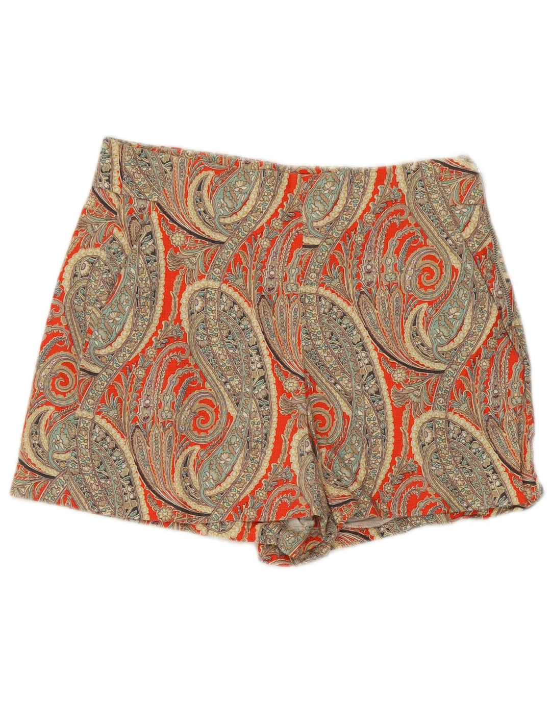 ZARA Shorts feminino médio W28 algodão paisley multicolorido