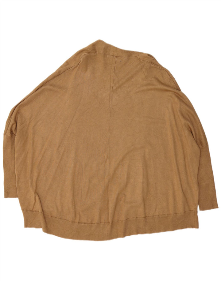 Zara Suéter feminino oversized Batwing aberto cardigan Reino Unido 14 marrom médio