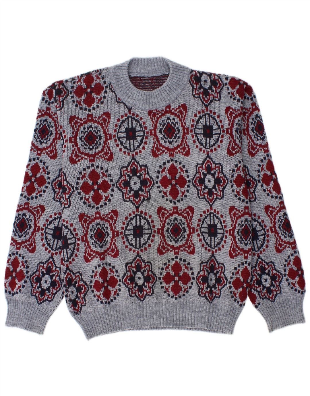 Suéter masculino VINTAGE com gola redonda, médio azul Fair Isle