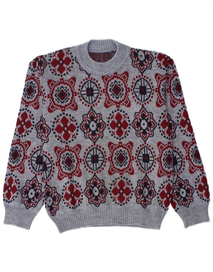 Suéter masculino VINTAGE com gola redonda, médio azul Fair Isle