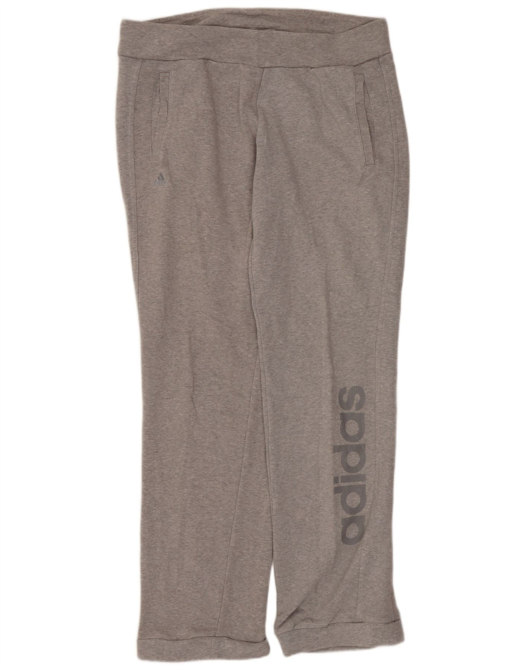 ADIDAS Womens Graphic Tracksuit Calças Joggers UK 12/14 Médio Cinza