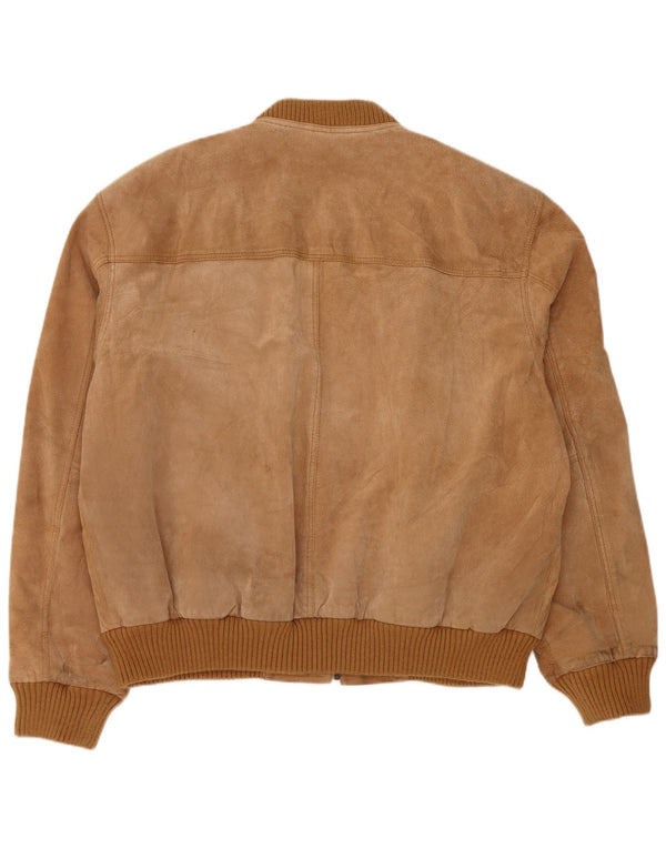 Jaqueta de camurça masculina vintage UK 42 2XL couro bege