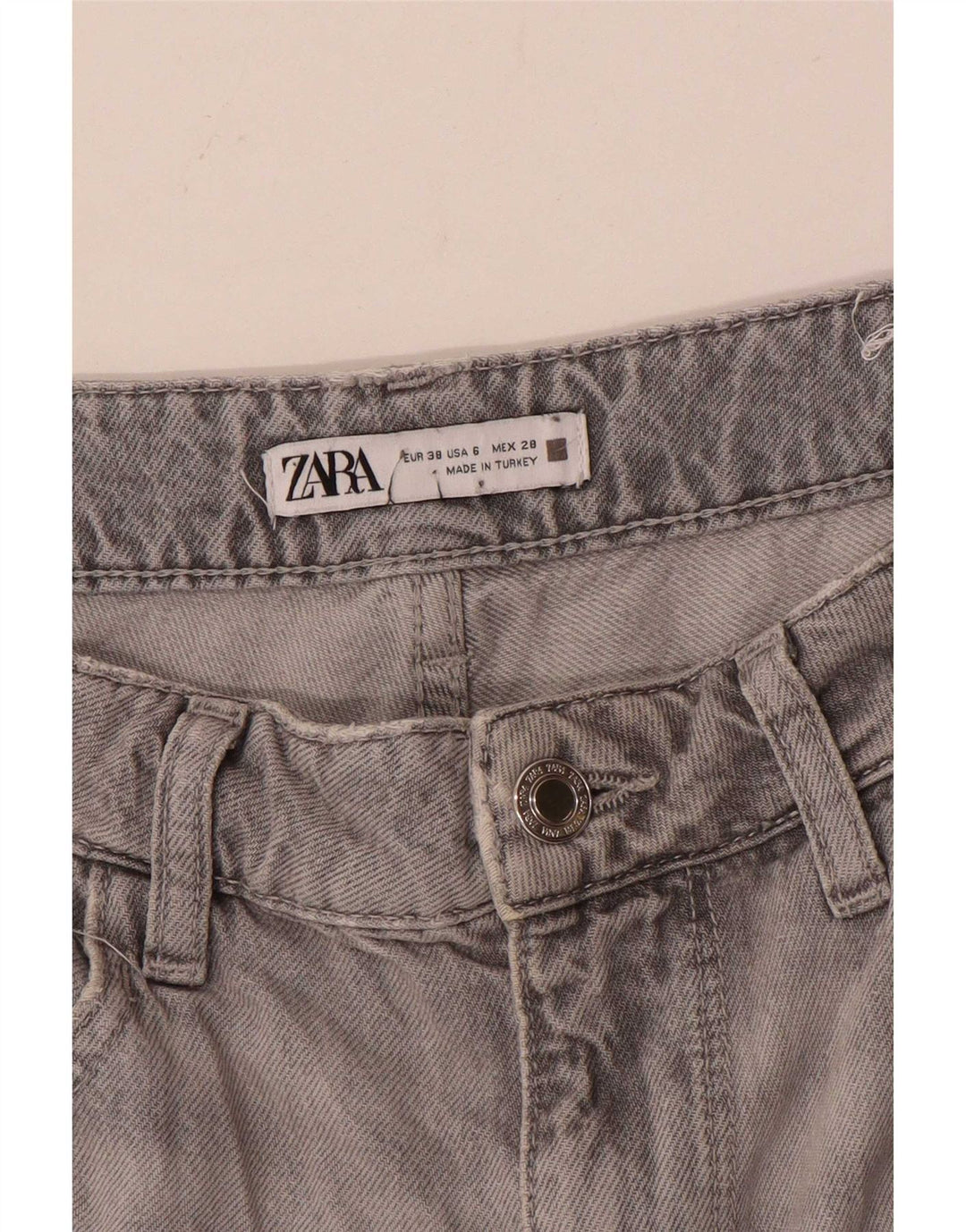 Calça jeans reta feminina Zara EU 38 pequena W28 L29 cinza