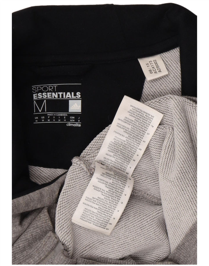 ADIDAS Masculino Climalite Graphic Zip Suéter com capuz médio algodão cinza