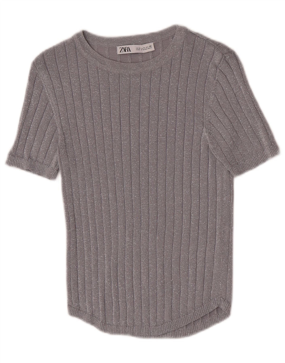Blusa feminina Zara UK 8 pequena prata manchada