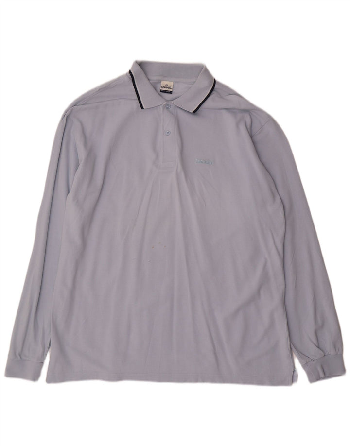 Camisa polo masculina Spalding de manga comprida XL azul algodão