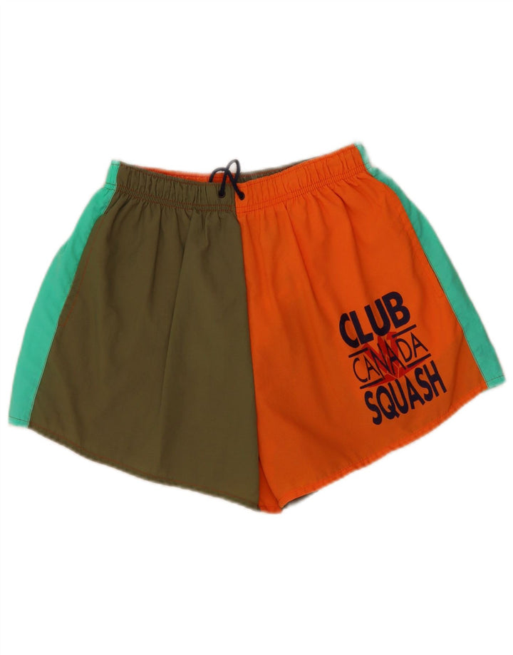 Shorts esportivos gráficos masculinos vintage pequeno bloco colorido multicolorido