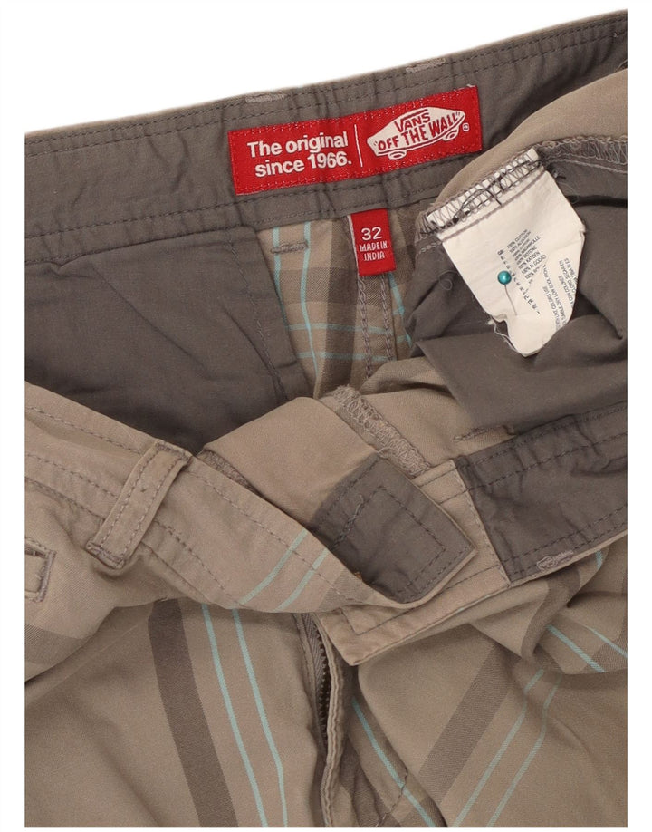 VANS Mens Chino Shorts W32 Médio Cinza Xadrez Algodão