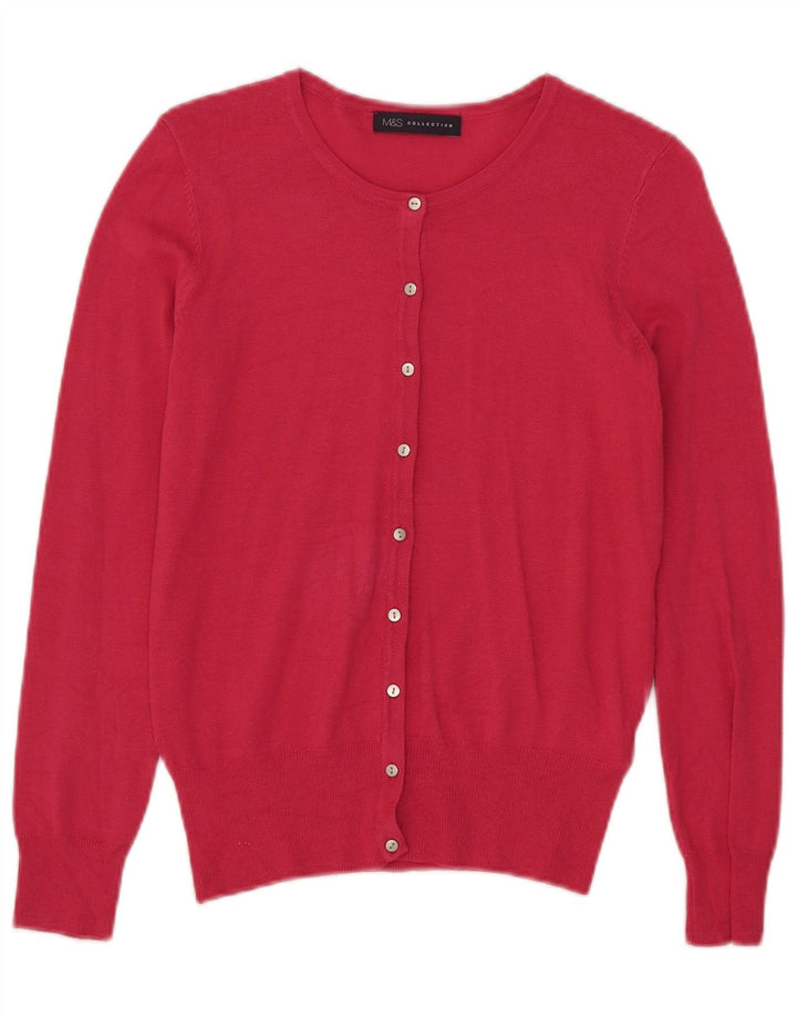 Suéter cardigã feminino Marks & Spencer UK 8 pequeno viscose rosa