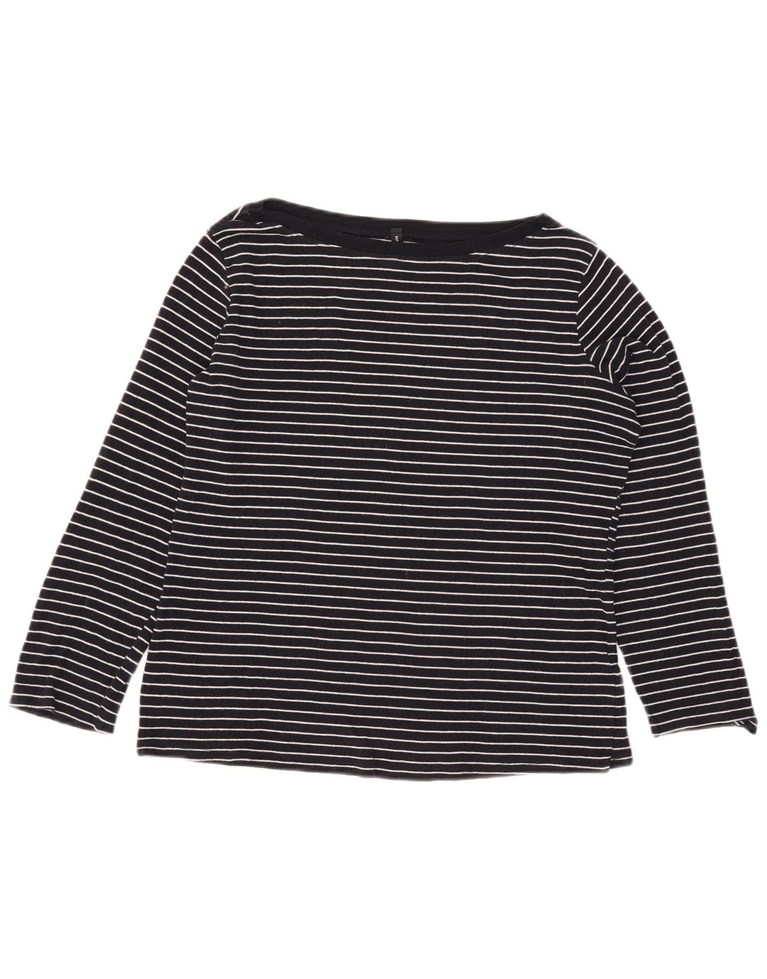 Top feminino Marks & Spencer de manga comprida UK 16 grande listra azul marinho