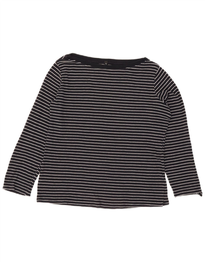 Top feminino Marks & Spencer de manga comprida UK 16 grande listra azul marinho