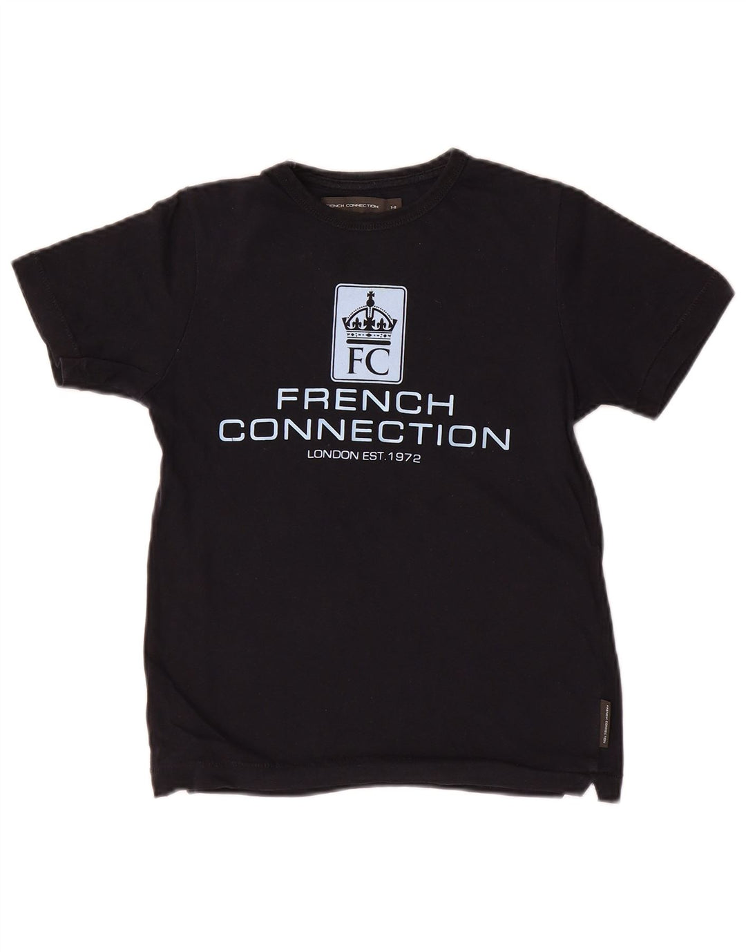 Camiseta gráfica French Connection Boys 7-8 anos algodão preto