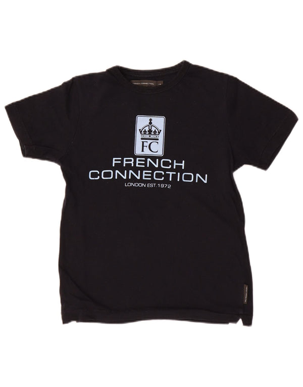 Camiseta gráfica French Connection Boys 7-8 anos algodão preto