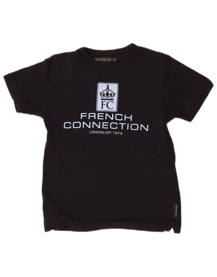 Camiseta gráfica French Connection Boys 7-8 anos algodão preto