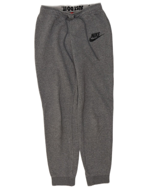 Calça de treino feminina Nike Joggers UK 10 pequeno cinza manchado de algodão